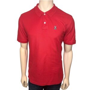Psycho Bunny Mens Red Pima Cotton Short Sleeve Polo Shirt Size 6 L XL RN125028‎